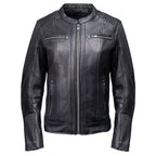 MMCC Women's Rebel Black Leather Motorcycle Jacket - MMC20002