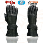 Milwaukee Leather SH870 Women's USA Deerskin Black Leather Gauntlet Winter Gloves w/ Gel Palm