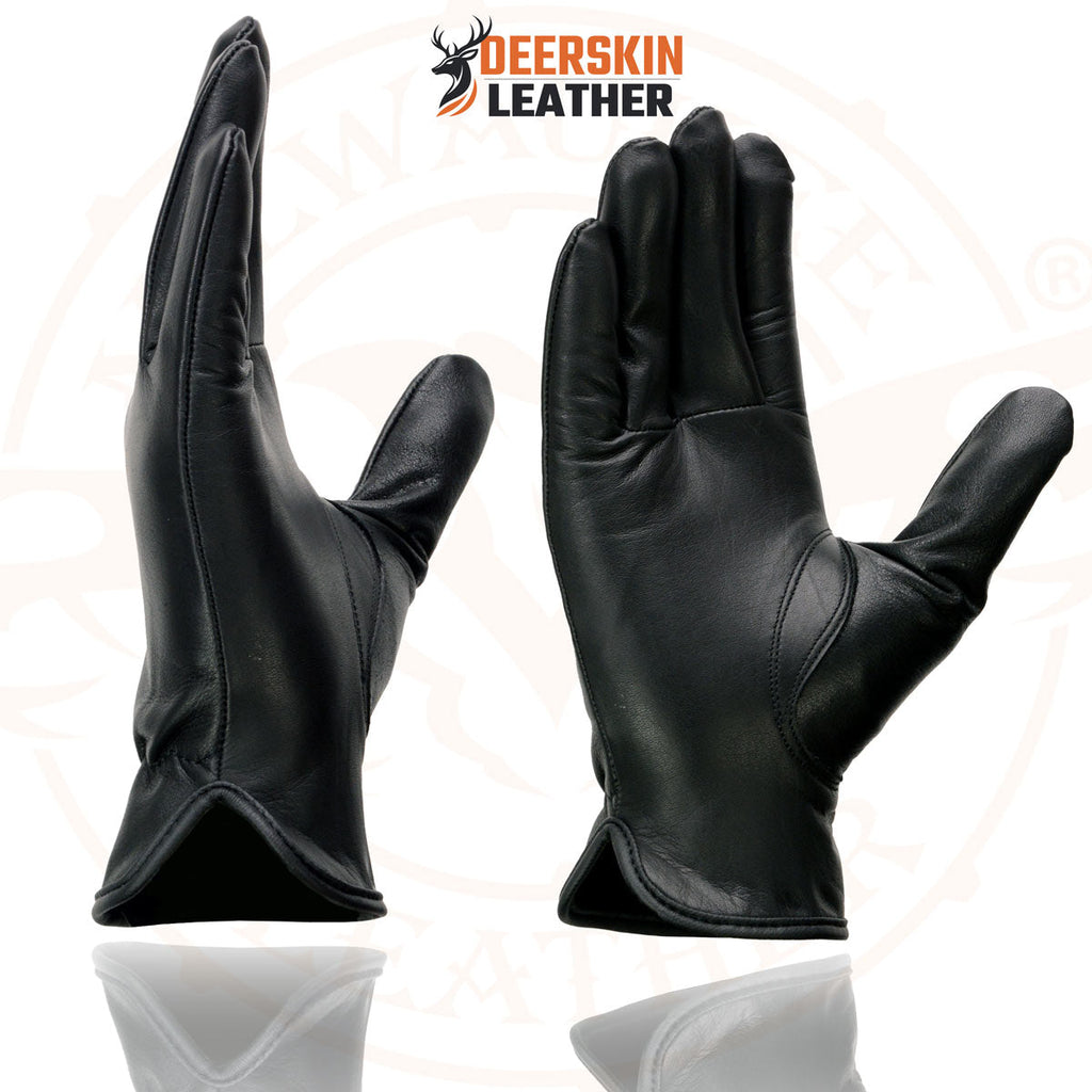 Milwaukee Leather SH886 Women's USA Deerskin Black Leather Unlined Lightweight Motorcycle Rider Gloves