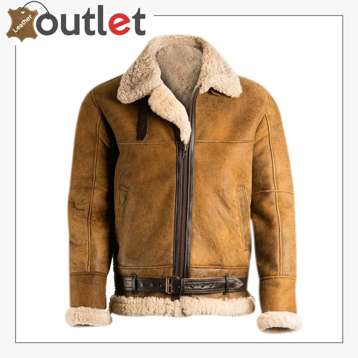Men Brown B3 Shearling Leather Jacket