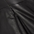 Women's Stretch Cotten Concealed Zip Black Leather Shirt