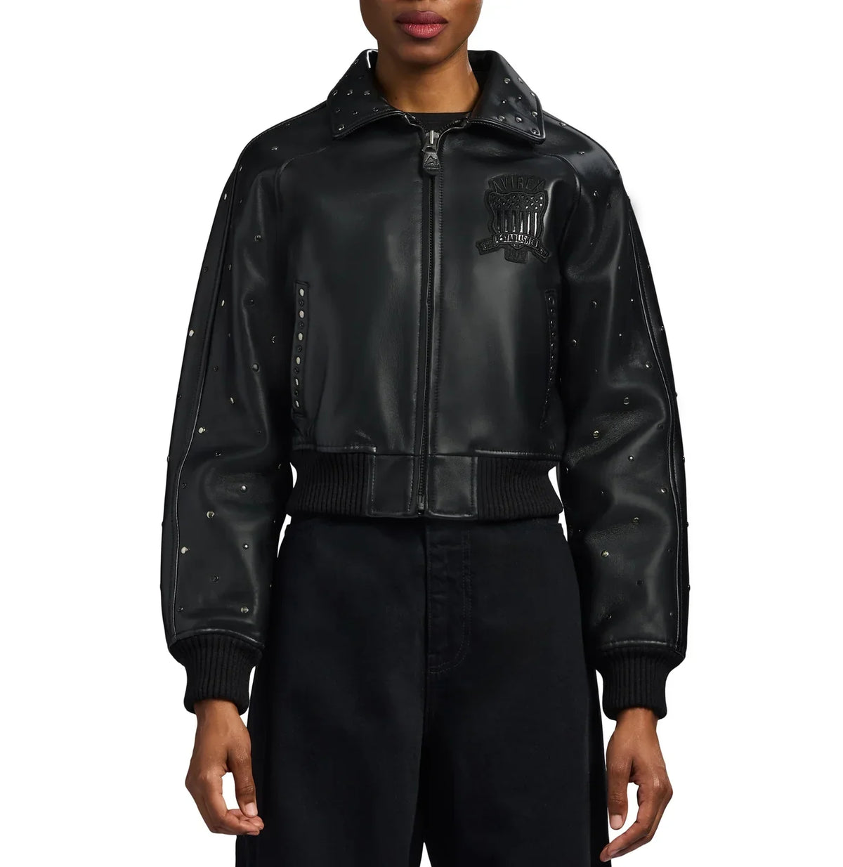 Women's Cropped Studded Icon Jacket
