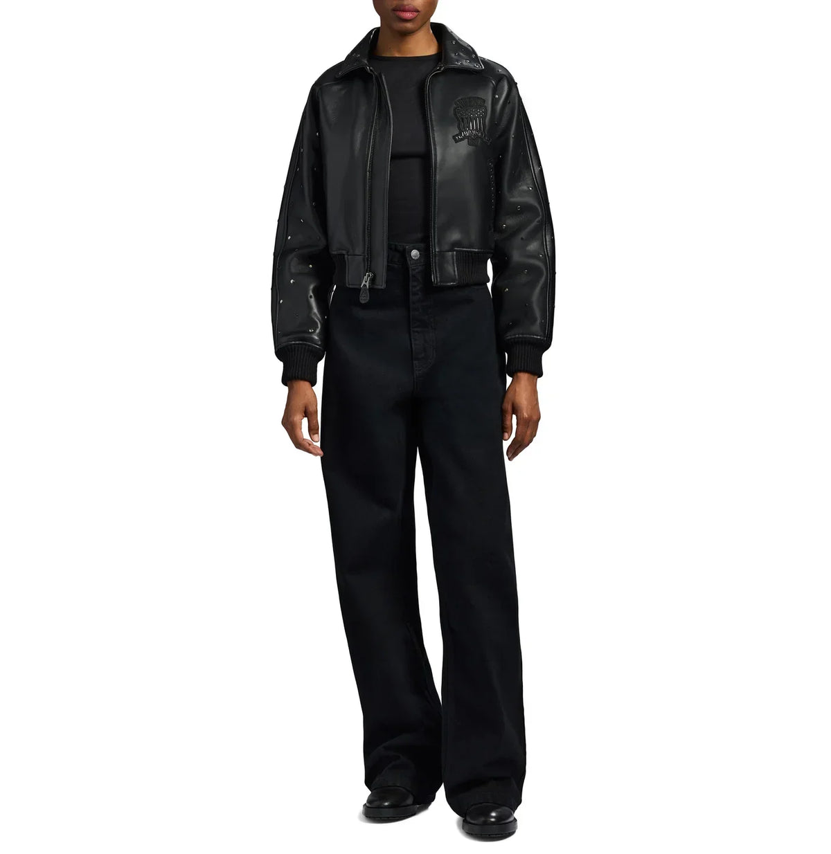 Women's Cropped Studded Icon Jacket