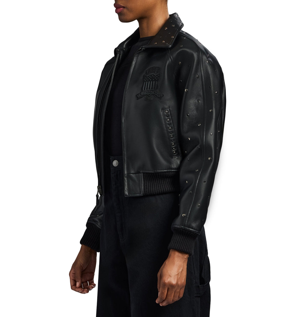 CROPPED STUDDED ICON JACKET
