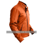 NWT Stylish Orange Men Stylish Synthetic  Leather Jacket