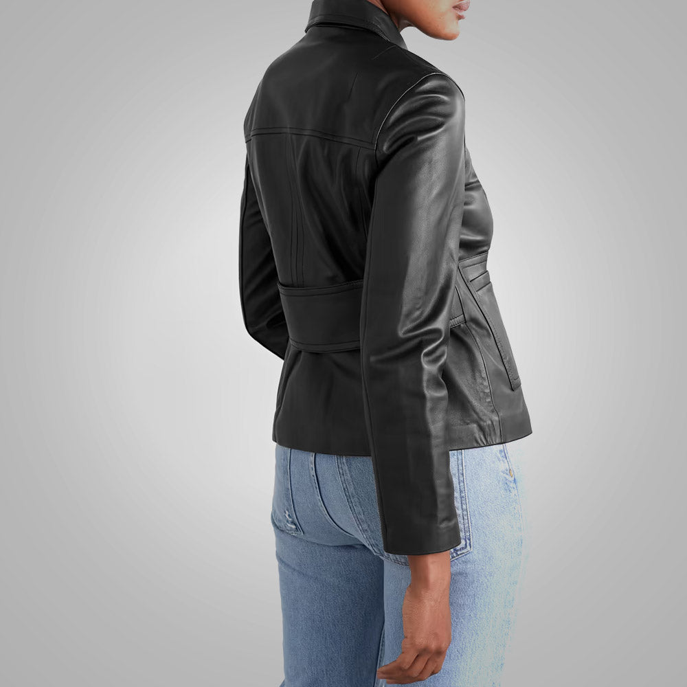Women's Smooth Buttery Soft Black Leather Shirt