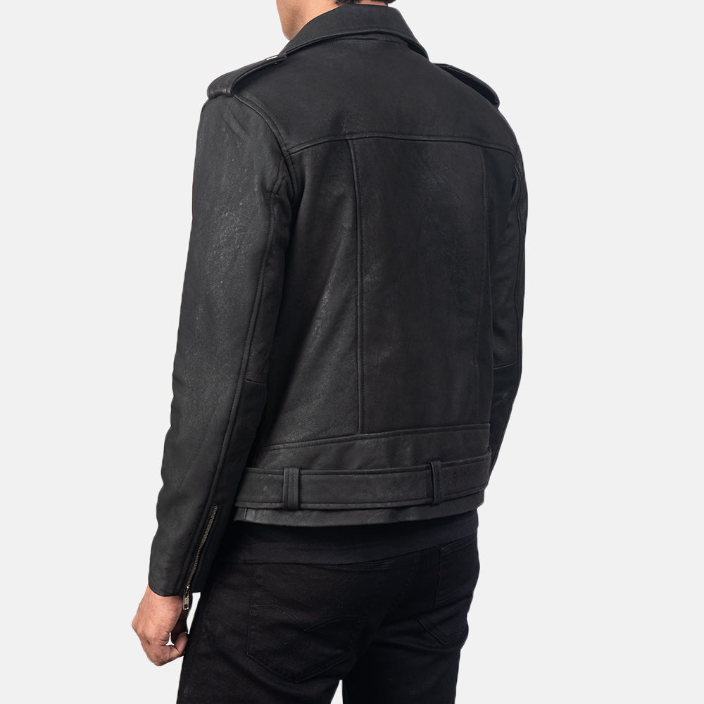 New Men Black Moto Racing Motorbike Leather Biker Jacket