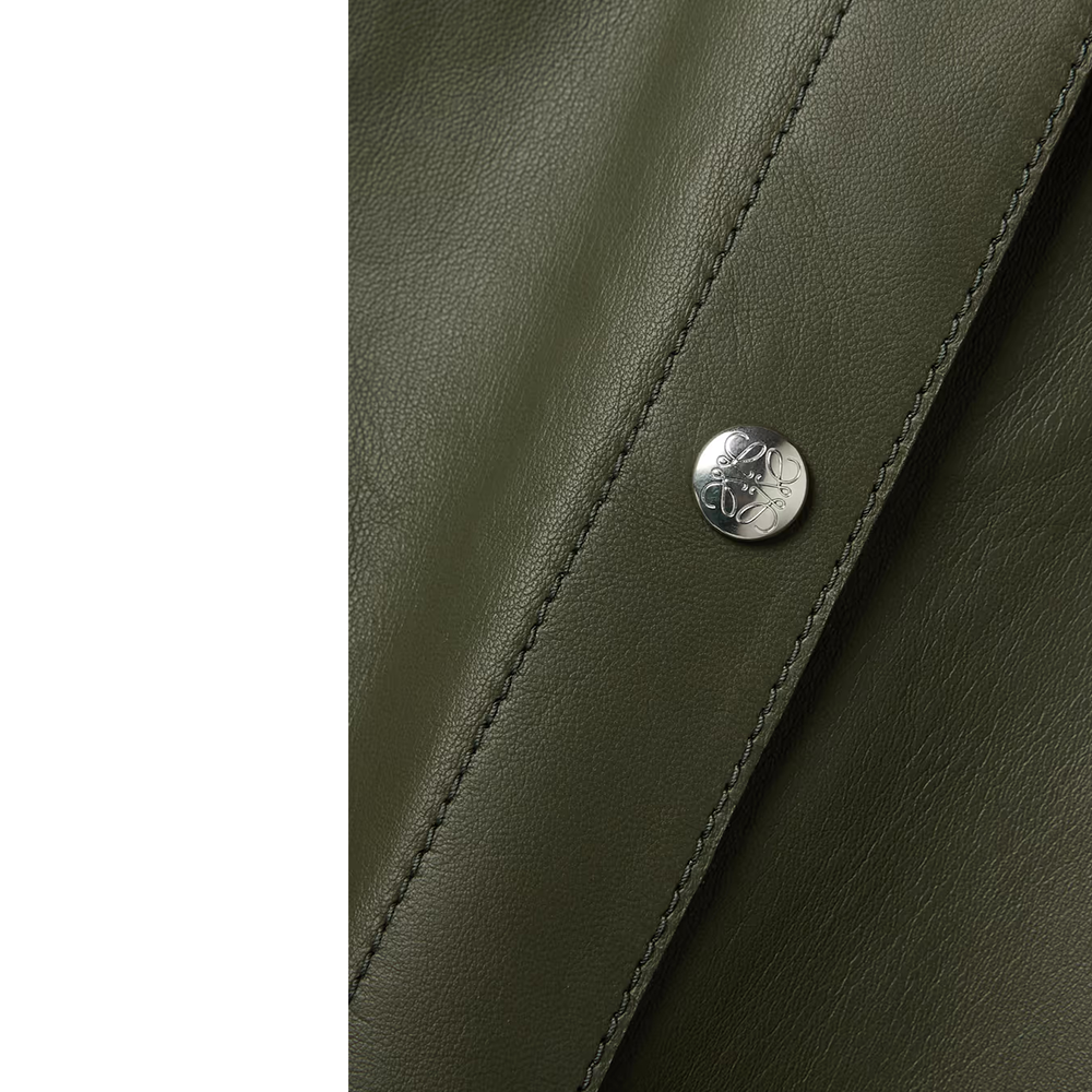 Women's Green Soft Smart Collar Leather Shirt