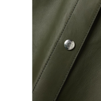 Women's Green Soft Smart Collar Leather Shirt