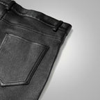 Men's Black Real Sheepskin Fashion Leather Pants