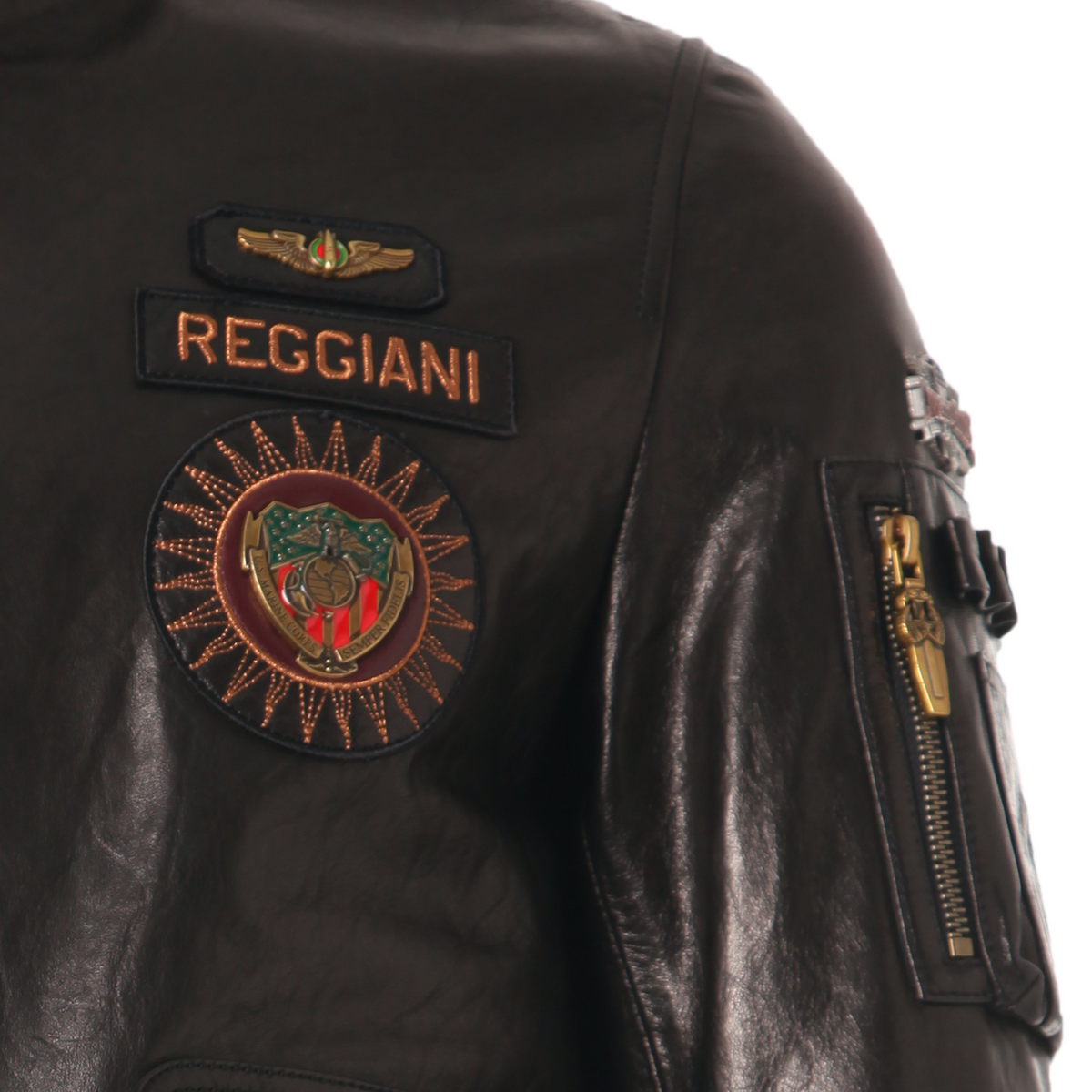 Black Full Patched Genuine Leather Racer Jacket