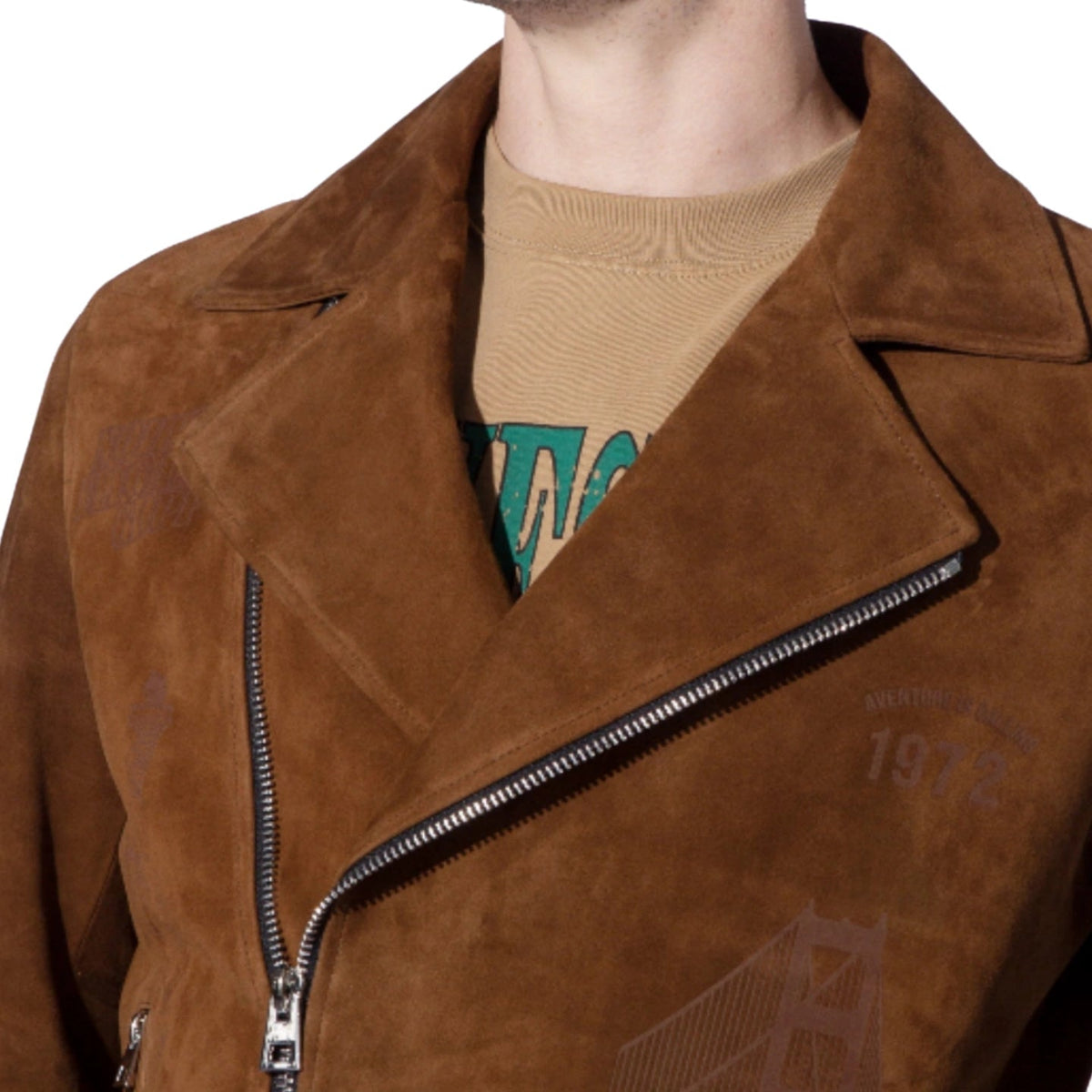 Men's Brown Suede Leather Jacket Biker Motorcycle Rider