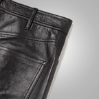 Men's Black Sheepskin Leather Biker Jeans