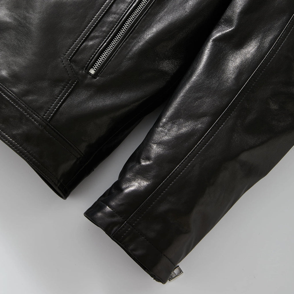 Men's 100% Goatskin Quilted Bomber Leather Motorcycle Jacket
