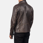 New Vincent Brown Motorbike Racing Moto Men Leather Biker Jacket
