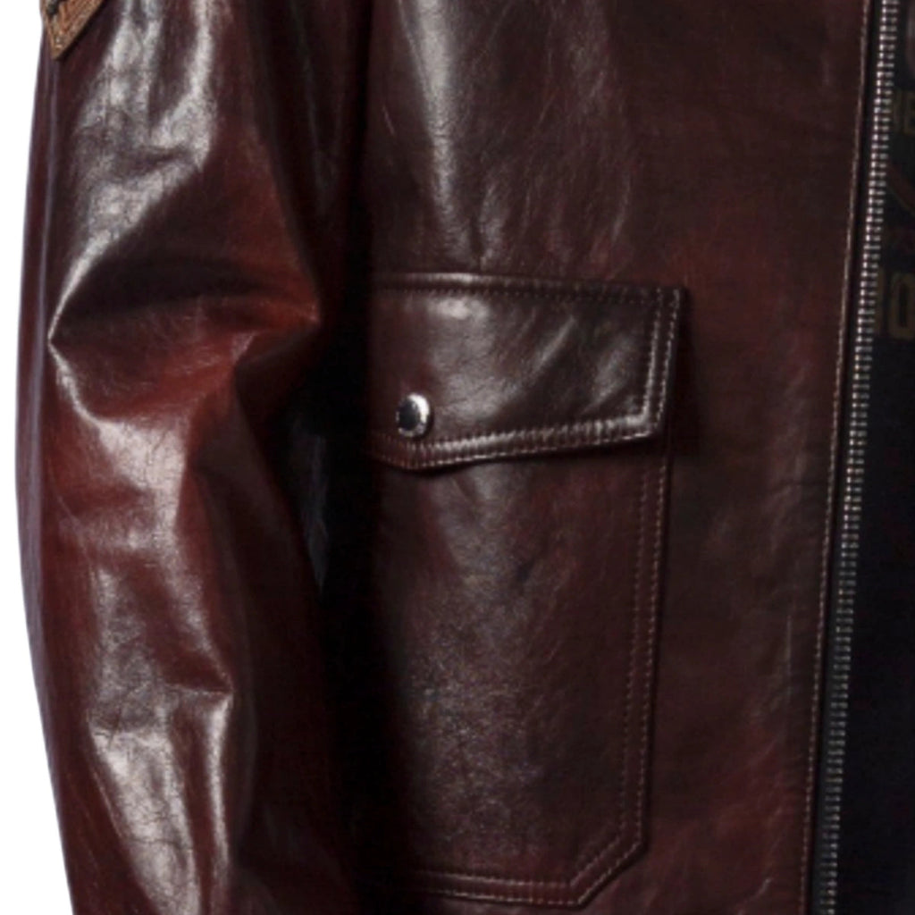 Reddish Brown G-1 Navy Aviator Leather Bomber Jacket with Removable Fur Collar