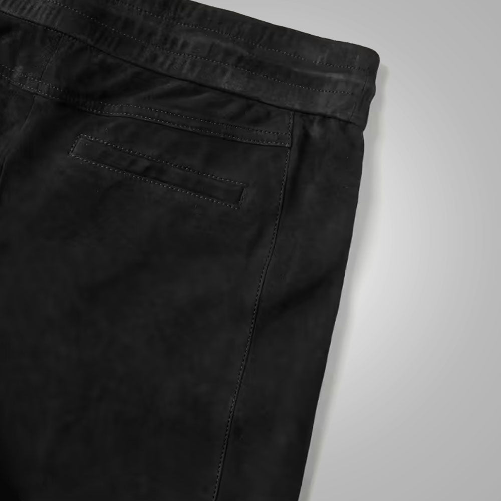 Men's Black Real Sheepskin Leather Jeans