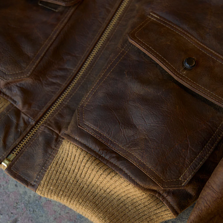 Men Brown flying RAF Aviator Cowhide Leather Biker Jacket