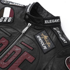 Black Full Patched Genuine Leather Racer Jacket
