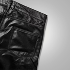 Men's New Black Sheepskin Skinny Shearling Leather Jeans