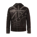Black Rockstud Belted Genuine Leather Moto Jacket