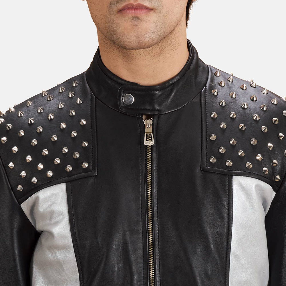 New Men Studded Black Moto Biker Motorcycle Leather Riding Jacket