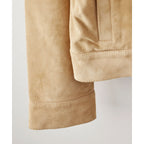 Men’s Cream Brown Suede Leather Shirt Jacket - Jeans Style