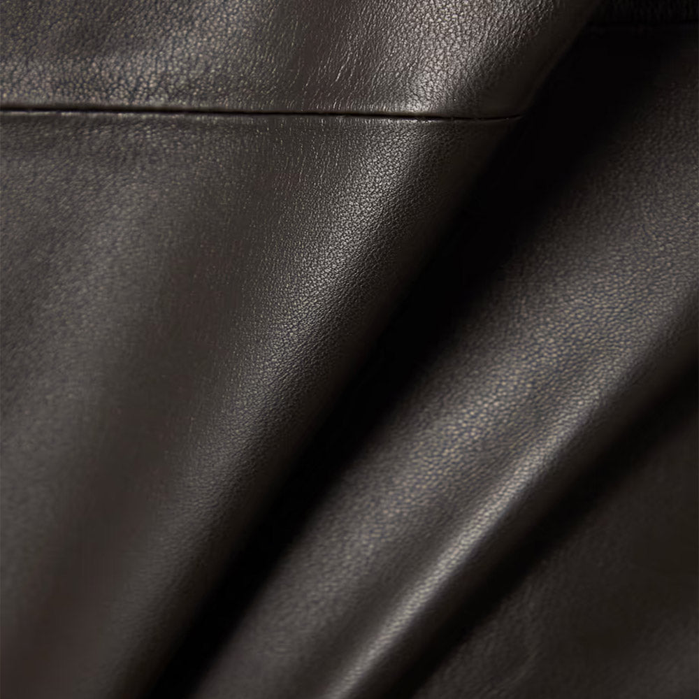 Women's Half-Sleeve Smooth Soft Chocolate Leather Shirt