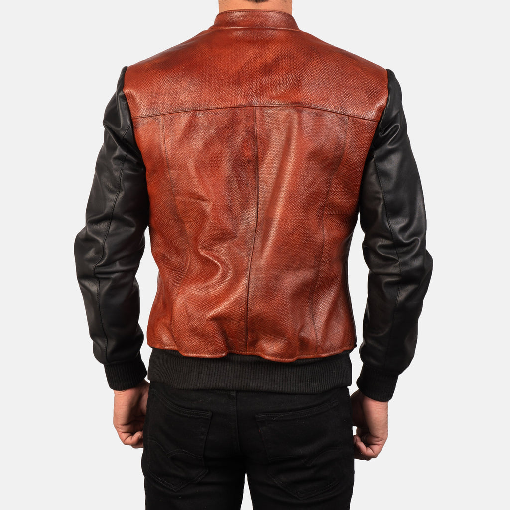 New Men Avan Black & Maroon Motorbike Moto Bomber Leather Biker Jacket