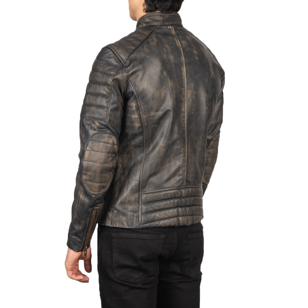 New Men Brown Moto Racing Motorbike Leather Biker Jacket