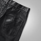 Men's Black New Style Fashion Leather Jeans