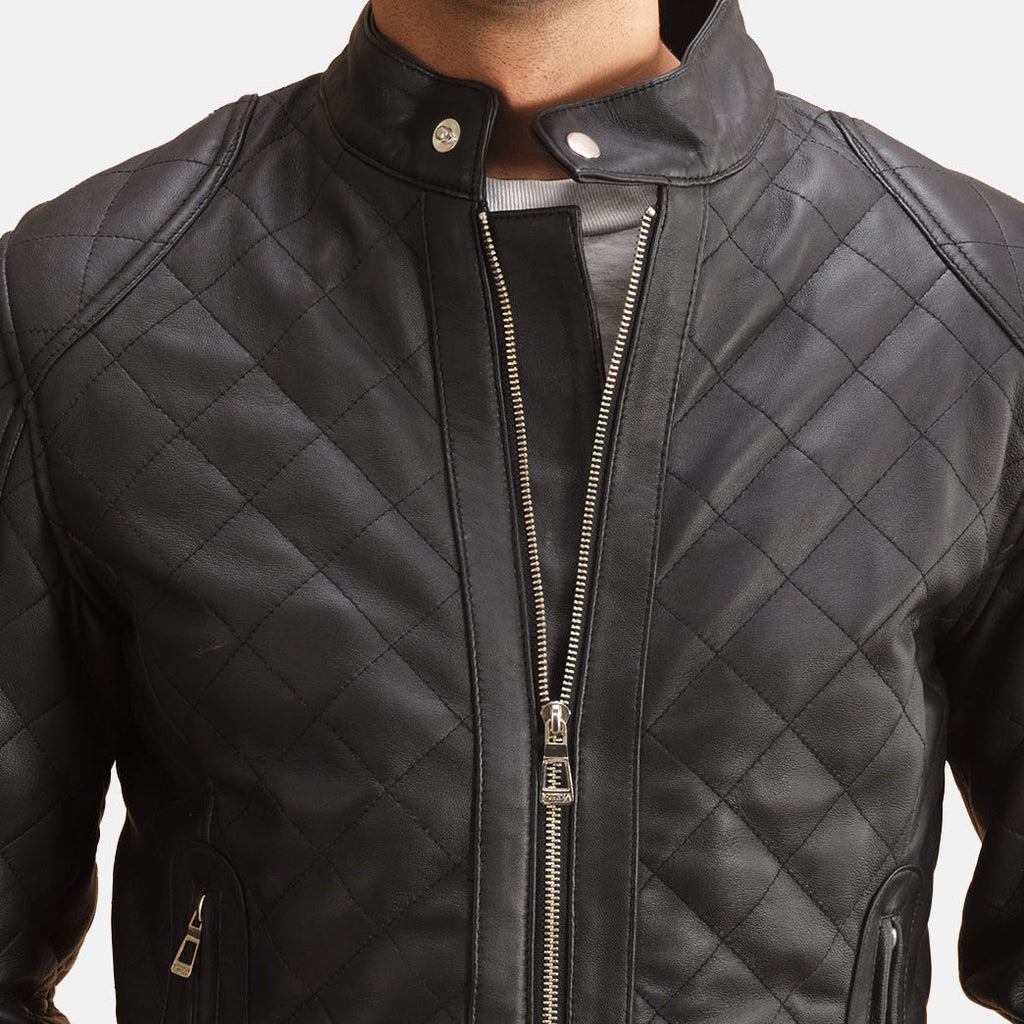 Men Black New Moto Racing Motorcycle Leather Biker Jacket