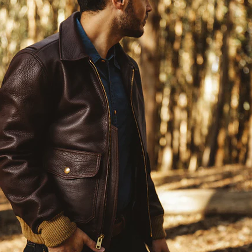 Men's A2 Bomber Flying RAF Aviator Sheepskin Leather Jacket
