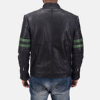 Men Night Trooper Black Motorcycle Racing Leather Biker Jacket