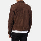 New Men Brown Motorcycle Racing Moto Suede Leather Biker Jacket