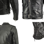 Milwaukee Leather LKM1701 Men's Classic Side Laced Black Motorcycle Premium Leather Jacket with CE Armor Protection