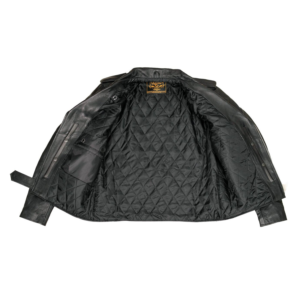 Milwaukee Leather LKM1701 Men's Classic Side Laced Black Motorcycle Premium Leather Jacket with CE Armor Protection