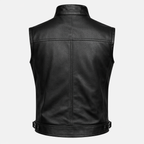 Black Leather Biker Vest for men