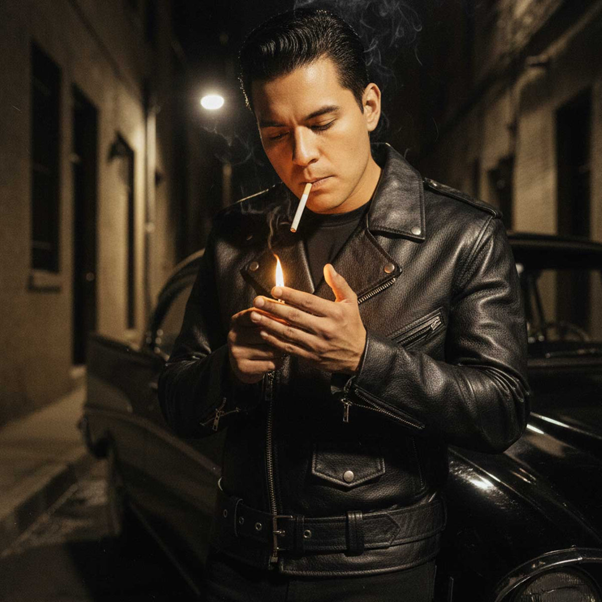 Event Leather EL5411 Men's Black Classic Side Lace Motorcycle Leather Jacket – Motorcycle Riding Jackets