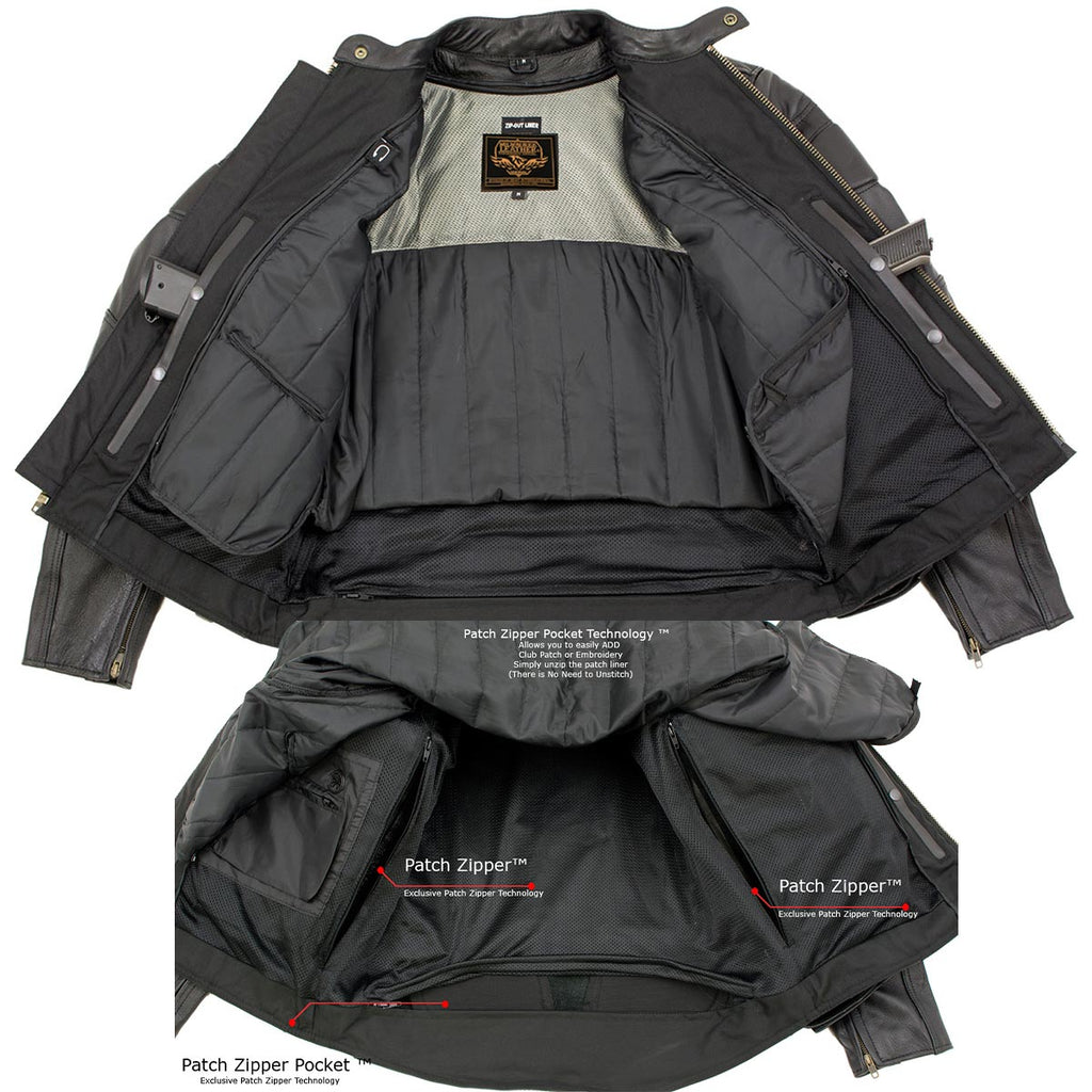 Milwaukee Leather Men's Premium Black Leather Racer Style Motorcycle Jacket with CE Armor - LKM17005