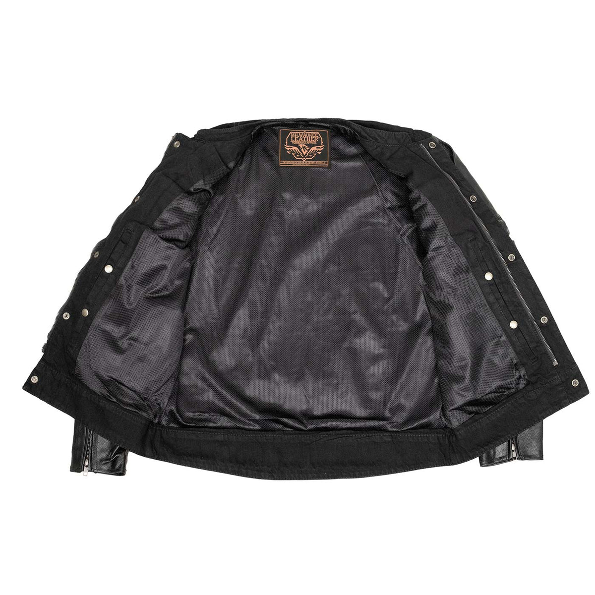 Milwaukee Leather Men's Night Shift Black Denim and Leather Sleeves Motorcycle Riders Jacket - MDM1003