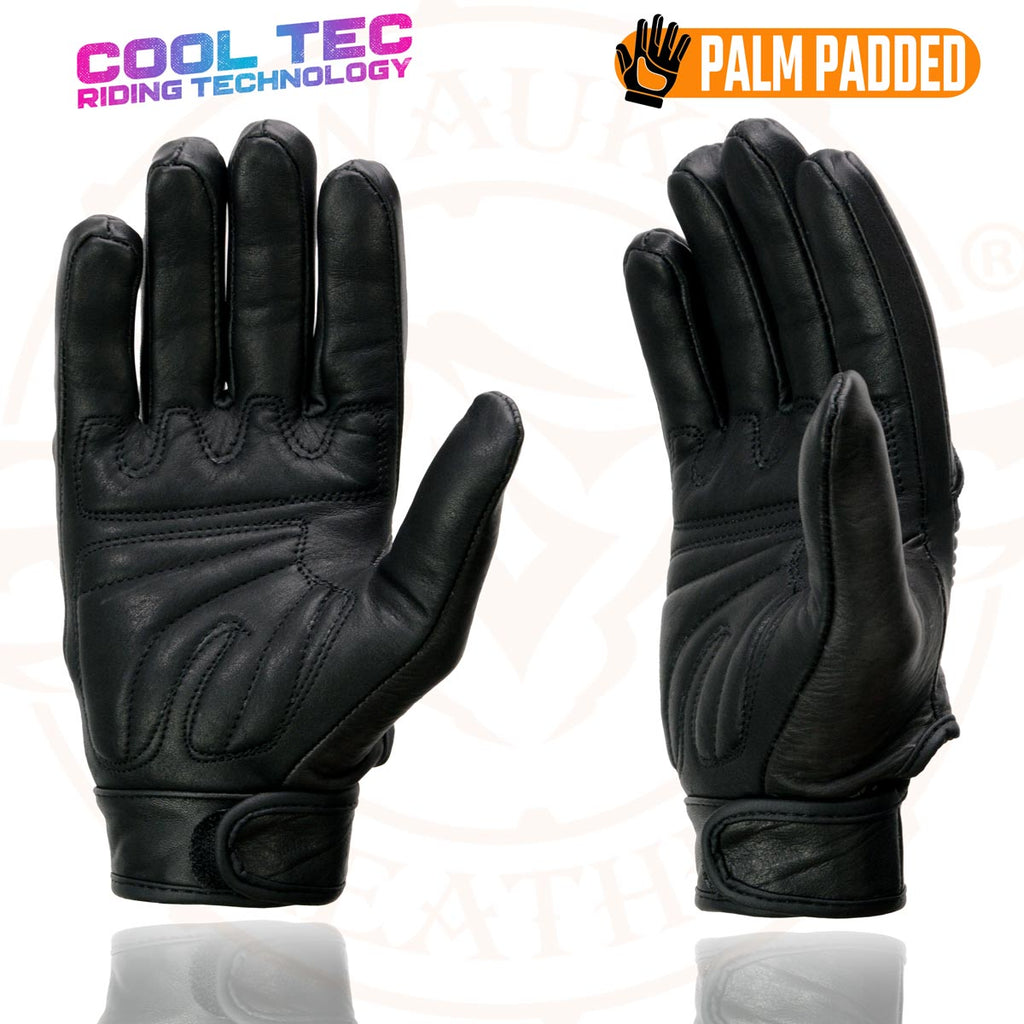 Milwaukee Leather MG7736 Women's Black Leather Gel Palm Motorcycle Gloves w/ Flex Knuckles and Cool-Tec Treatement