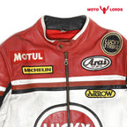 Plus Size Lucky Strike Leather Jacket in Red and White