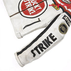 Plus Size Lucky Strike Leather Jacket in Red and White