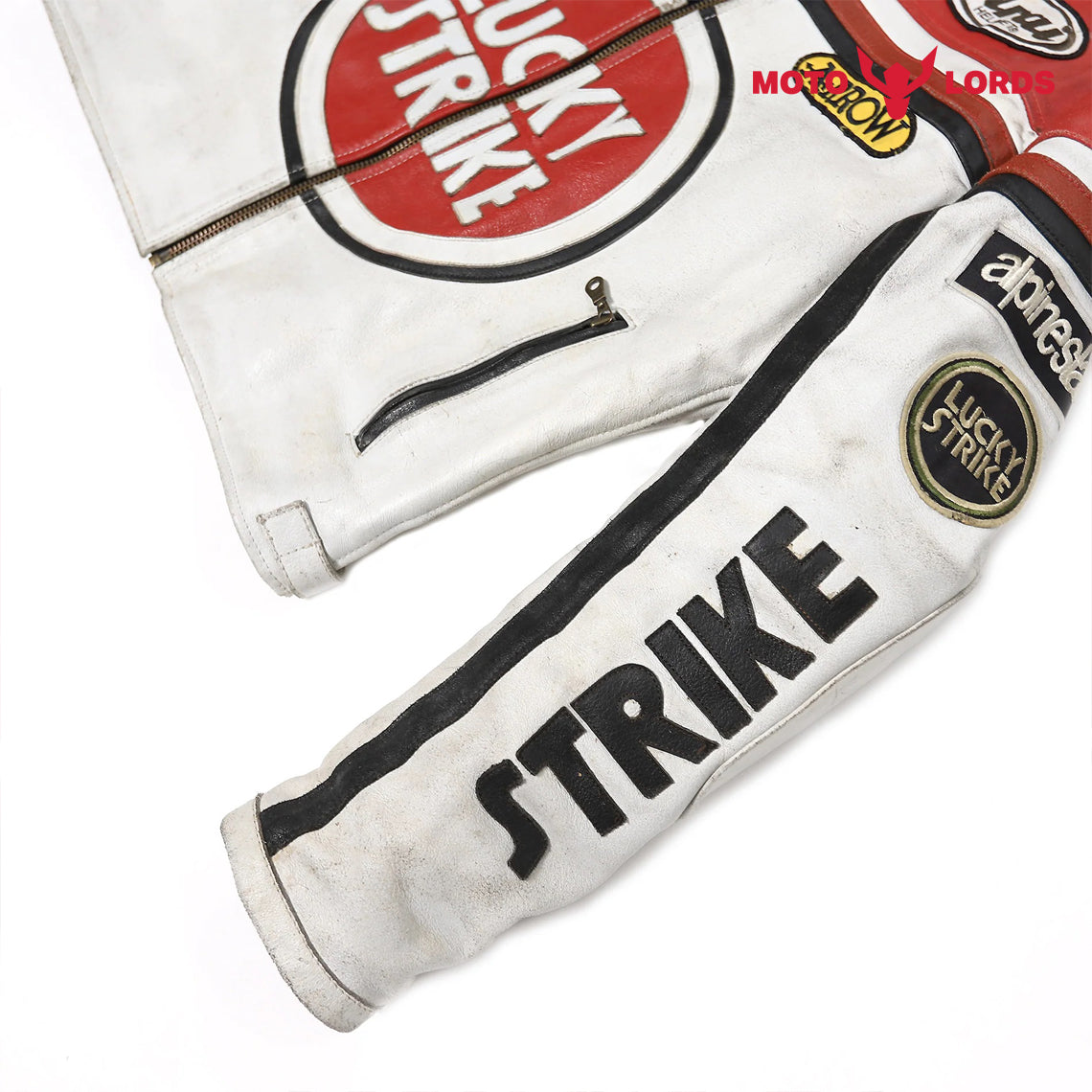 Plus Size Lucky Strike Leather Jacket in Red and White