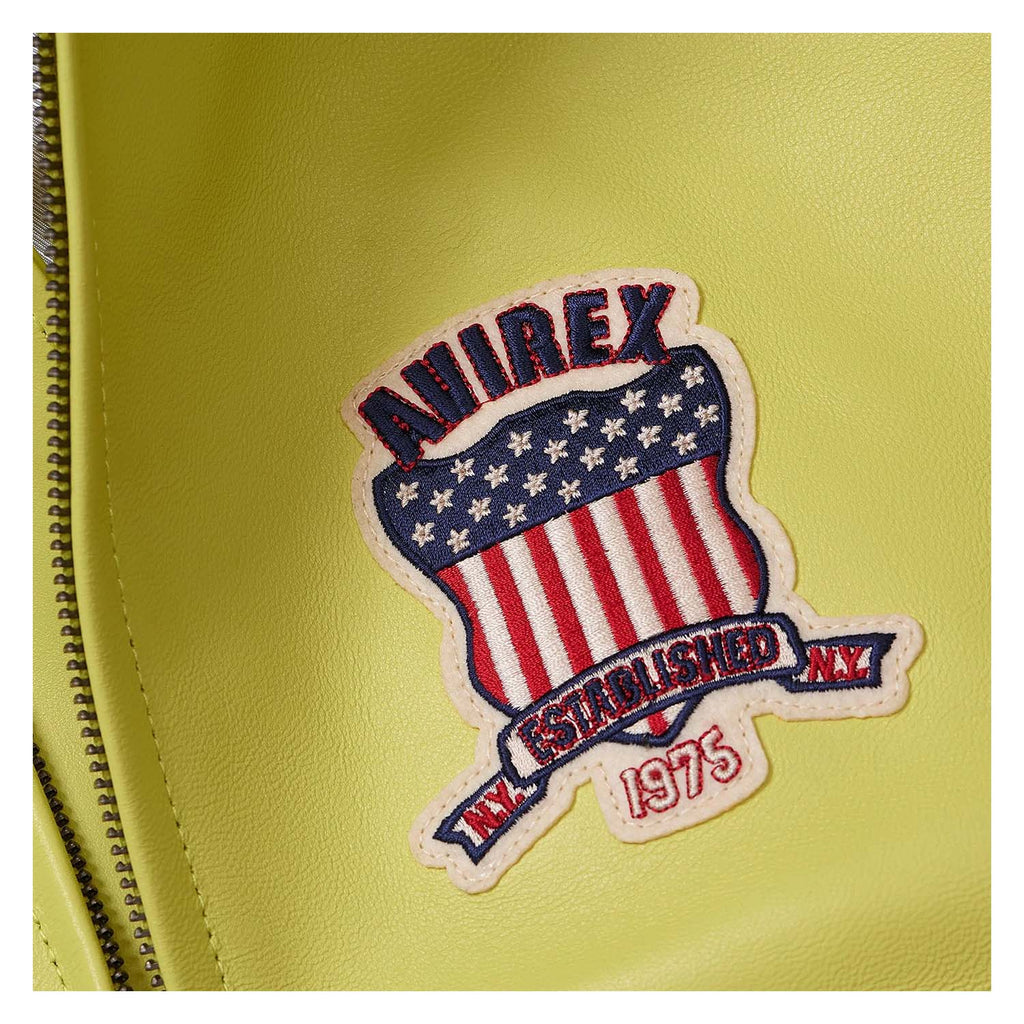 Avirex Iconic Lime Green Leather Flight Bomber Jacket