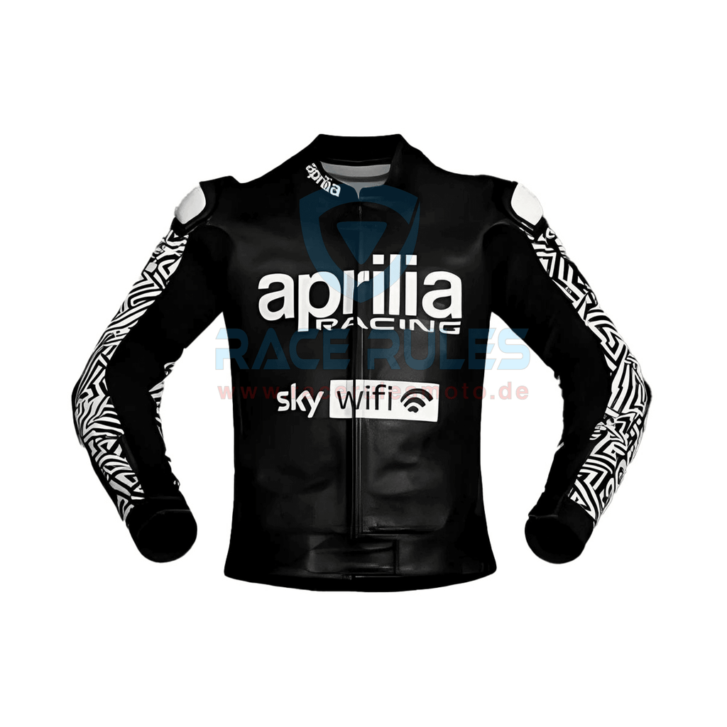 Aleix Espargaro Black And White Motorcycle Racing Jacket Aprilia WT 2022