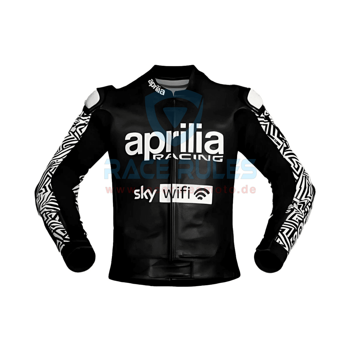 Aleix Espargaro Black And White Motorcycle Racing Jacket Aprilia WT 2022