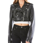 Cropped Black Leather Jacket for Women
