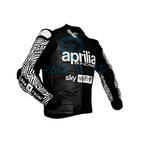 Aleix Espargaro Black And White Motorcycle Racing Jacket Aprilia WT 2022